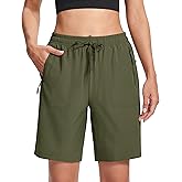 MAGCOMSEN Women's Hiking Shorts Lightweight Quick Dry 8" Golf Shorts Water Resistant with 3 Zipper Pockets