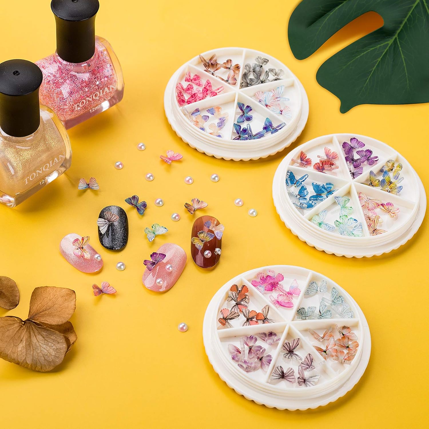 PAGOW 90pcs 3D Acrylic Butterfly Charms for Nails, 18 Colors Butterfly Nail Glitter Sets, Novel Design Acrylic Butterfly Nail Charms for Nail Art Decoration & DIY Crafting Design: Kitchen & Dining
