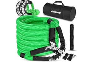 Aomifunny 1" x30ft Kinetic Recovery Tow Rope Kit, 48,800 lbs Break Strength, 35% Elasticity, with 2 Soft Shackles, Heavy Duty Tow Strap for Offroad Jeep, SUV, Truck, ATV, UTV, Tractor & 4x4 Vehicles