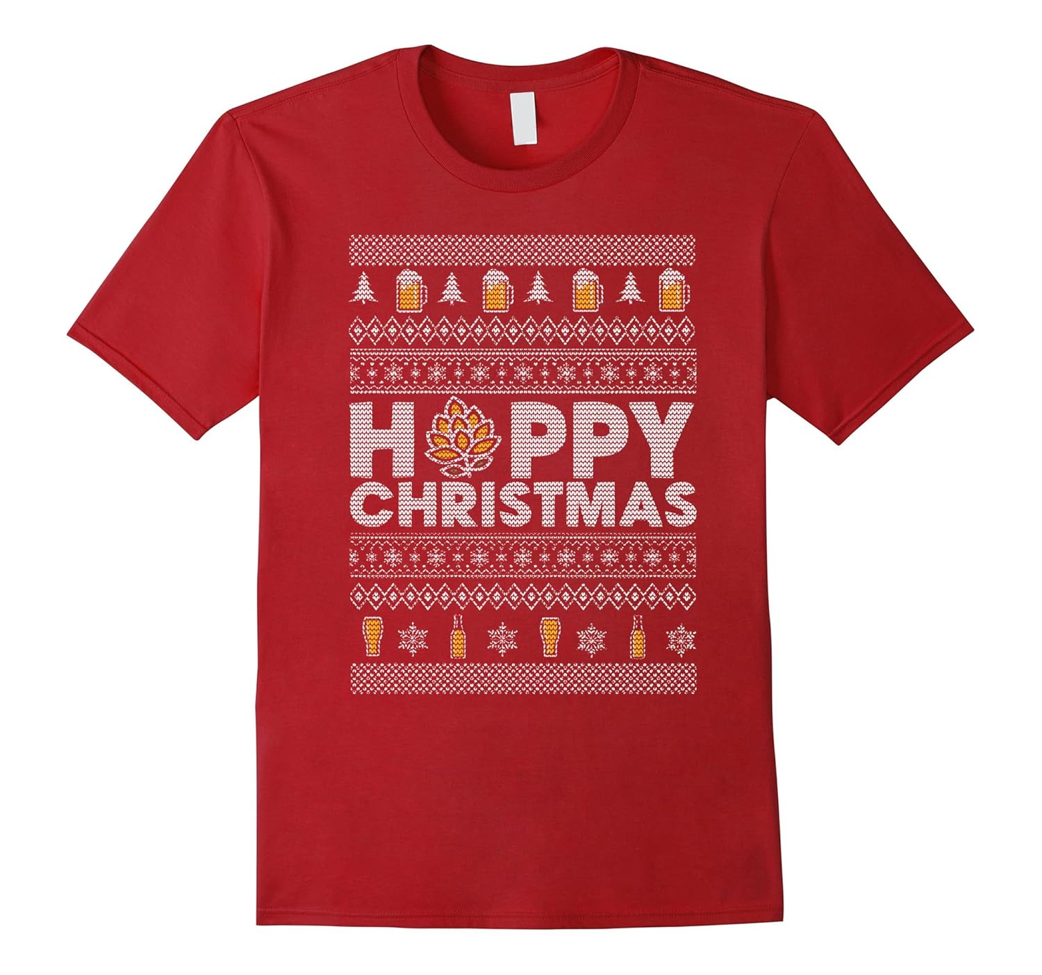 Ugly Christmas sweater style Beer T Shirt Hoppy Christmas-ANZ