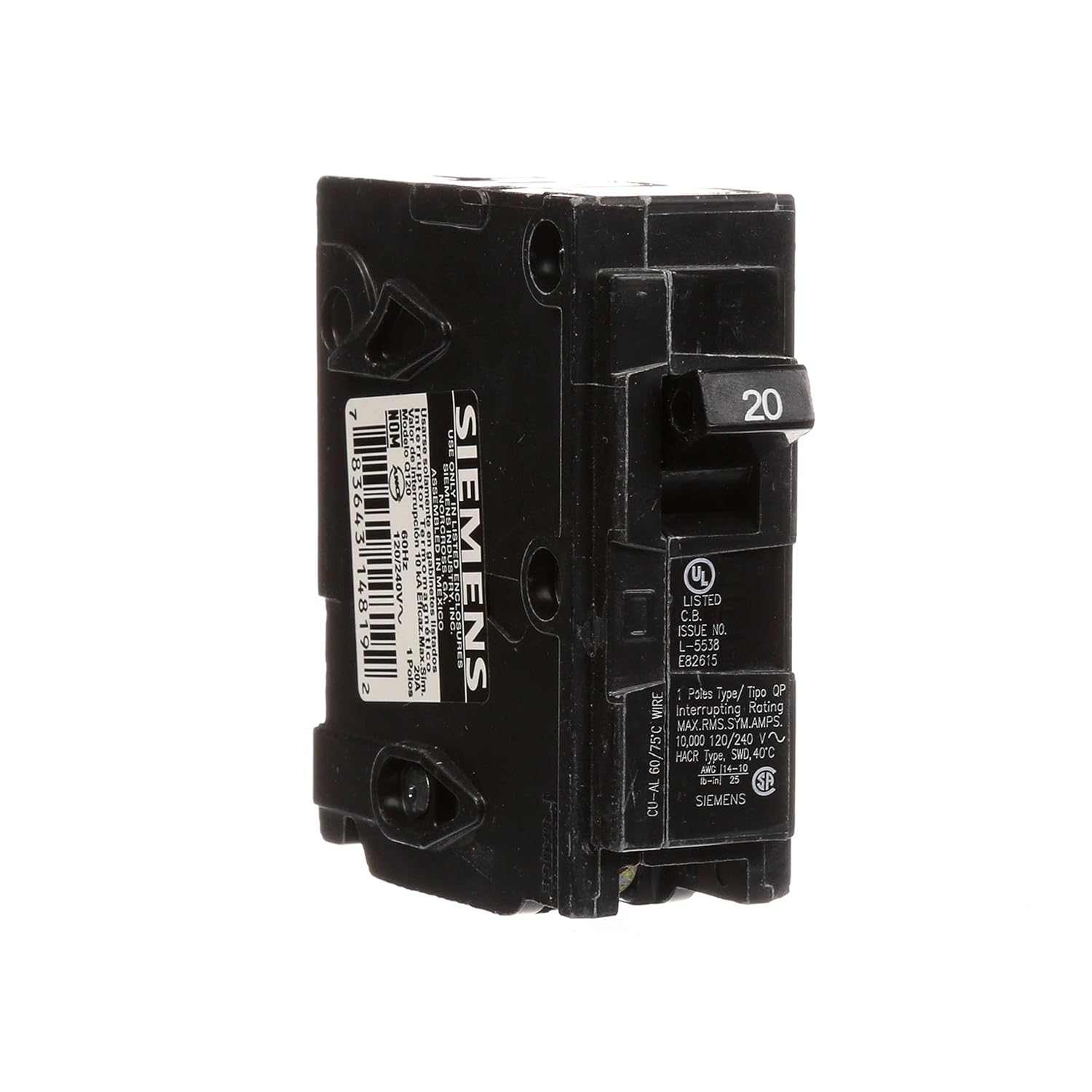 Q120 20-Amp Single Pole Type QP Circuit Breaker - Siemens Q Breaker -  Amazon.com