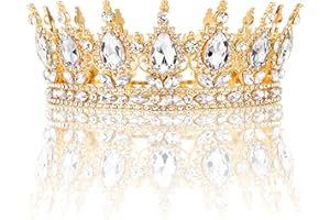NACKIY Gold Crown for Women, Crystal Queen Tiaras Headband Wedding Bridal Hair Accessories, Birthday Party Prom Cake Topper