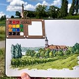 Asheyya Pocket Artist Watercolour Travel Set, 15 Grids Wooden Palette view 7