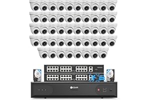 FORCOVR 4COVR 4K PoE 64 Channel Security Camera System & AI Human Vehicle Detection, UtraHD 8MP NVR 16TB HDD, 48Pcs 8MP Commercial Dome IP Camera IP67 Night Vision, 24/7 Business Surveillance, LY97AX8M6448