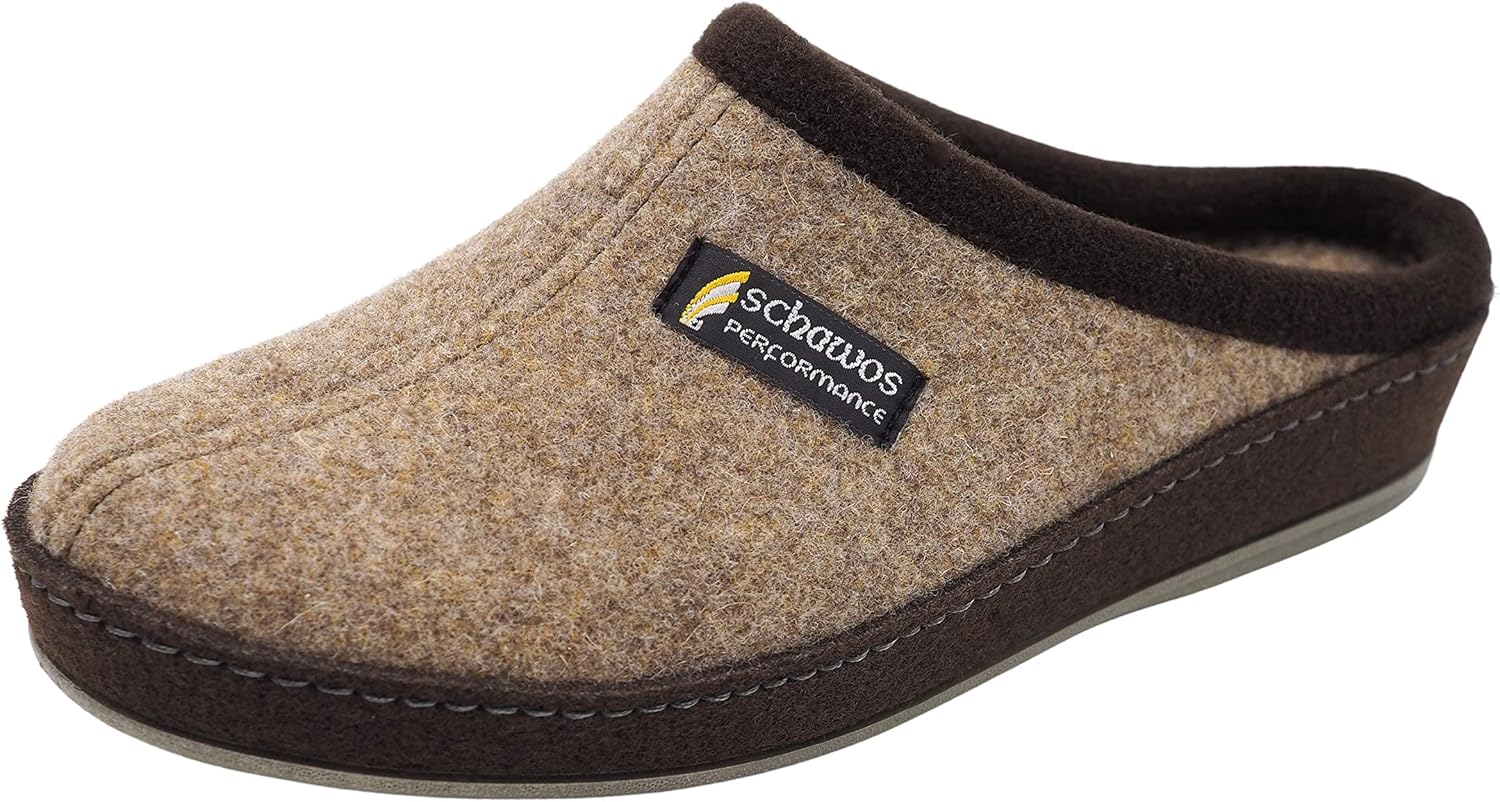 Schawos Filz Hausschuh für Herren, QualitätsPantoffel, Made in Germany, mit anatomisch Schawos Filz Hausschuh für Herren, QualitätsPantoffel, Made in Germany, mit anatomisch