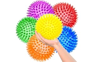 3.5” Large Dog Toys Ball, 6 Pack Squeaky Dog Toys, Durable Dog Toys for Aggressive Chewers, Spiky Dog Ball for Clean Teeth an
