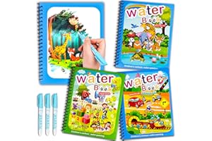AIR BLOW A Water Coloring Books for Toddlers, Reusable Water Doodle Book Toys, Mess-Free Coloring Book, Toddler Toys & Activities for Girls Boy Christmas Birthday Gift for 3 4 5 6 7+ year old (3 Pack)