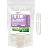 XPRS Nutra Size 00 Empty Capsules - 100 Count Clear Enteric Coated Empty Gelatin Capsules - Delayed Release Pills - DIY Capsule Filling - Pure Bovine Empty Enteric Gel Caps