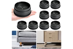 shouwuhho 8 Pack Furniture Risers 1 Inch, Adjustable Bed Risers Heavy Duty Lifts Height 1" 2" 3", Round Stackable Bed Risers for Desk Leg Table Couch Sofa Chair Bed Frame Legs Dorm, Black