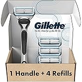 Gillette SkinGuard Razors, 1 Gillette Razor, 4 Razor Blade Refills, Designed for Men with Skin Irritation, Razor Bumps, and Sensitive Skin