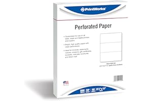 PrintWorks Professional Perforated Paper for Statements, Invoices, Gift Certificates, Coupons and More, 8.5 x 11, 24 lb, 2 Horizontal Perfs 3 2/3" and 7 1/3" From Bottom, 500 Sheets, White (04122)