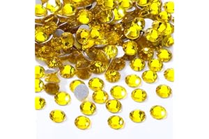 Meibite Yellow Flatback Rhinestones, Glass Rhinestones for Nail Art and Craft, Glue Fix, Loose Crystal Gemstones(Yellow, SS20, 2880pcs, 4.6-4.8mm)