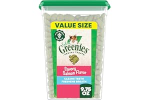 GREENIES Feline Natural Dental Care Salmon Flavour Cat Treats - with Natural Ingredients - for Adult Cats of All Breeds, 227g