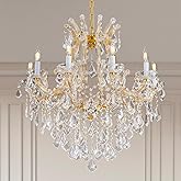 Plsintly Modern Crystal Chandeliers, Gold Candle Chandelier -Luxury Chandelier Lighting Fixtures for Dining Room, Foyer, Stai