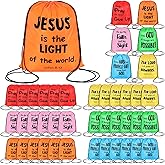 SilTriangle 30 Pcs Christian Drawstring Backpack Bulk Easter Religious Gift Bag Bible Bag Polyester Backpack for Church Christian Religion Gift