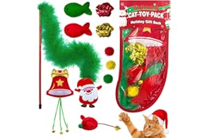 Lepawit Cat Christmas Stocking, 10 Pack Christmas Cat Toys for Indoor Cats, Includes Catnip Toys, Cat Teaser, Cat Balls and Feather Toys, Great Value for Cats