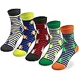 COTTON DAY Kids Boys Crew Dress Socks Bright Colorful Pattern Design Shark Camo Beetle Star
