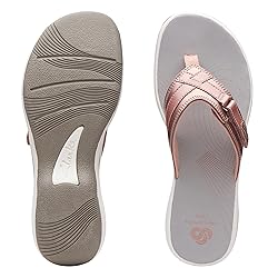 Clarks Women's Breeze Sea Flip-Flop, Rose Gold, 6