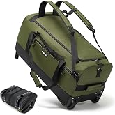 Fanwoli 100L Rolling Duffle Bag with Wheels, Foldable Duffel Backpack | 900D Water-Repellent Fabric,Hidden Shoulder Straps,Lumbar Support,Detachable Divider,Trolley Sleeve for Camping and Moving