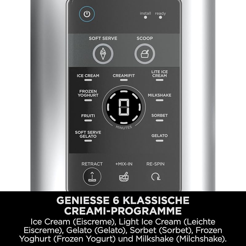 CREAMi Scoop & Swirl Eismaschine, 13 Funktionen, Platinsilber