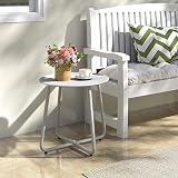 HollyHOME Outdoor Round Side Table Grey Weather Resistant 23Kg Capacity view 2