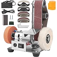 Junchamp 3-in-1 Electric Belt-Sander Polishing-Grinding Knife Sharpener, 7 Speed Adjustable Mini Power Sanding Machine Bench 
