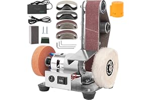 Junchamp 3-in-1 Electric Belt-Sander Polishing-Grinding Knife Sharpener, 7 Speed Adjustable Mini Power Sanding Machine Bench 