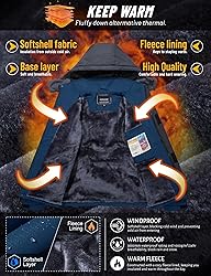 TACVASEN Mens Snow Ski Hiking Jacket