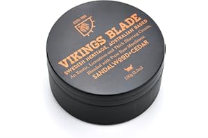 VIKINGS BLADE Luxury Shaving Cream, Sandalwood & Western Red Cedar, Silky Buttery Smooth, Surfactant Base. Refreshing, Clean, Close, FOAMING Shave Cream