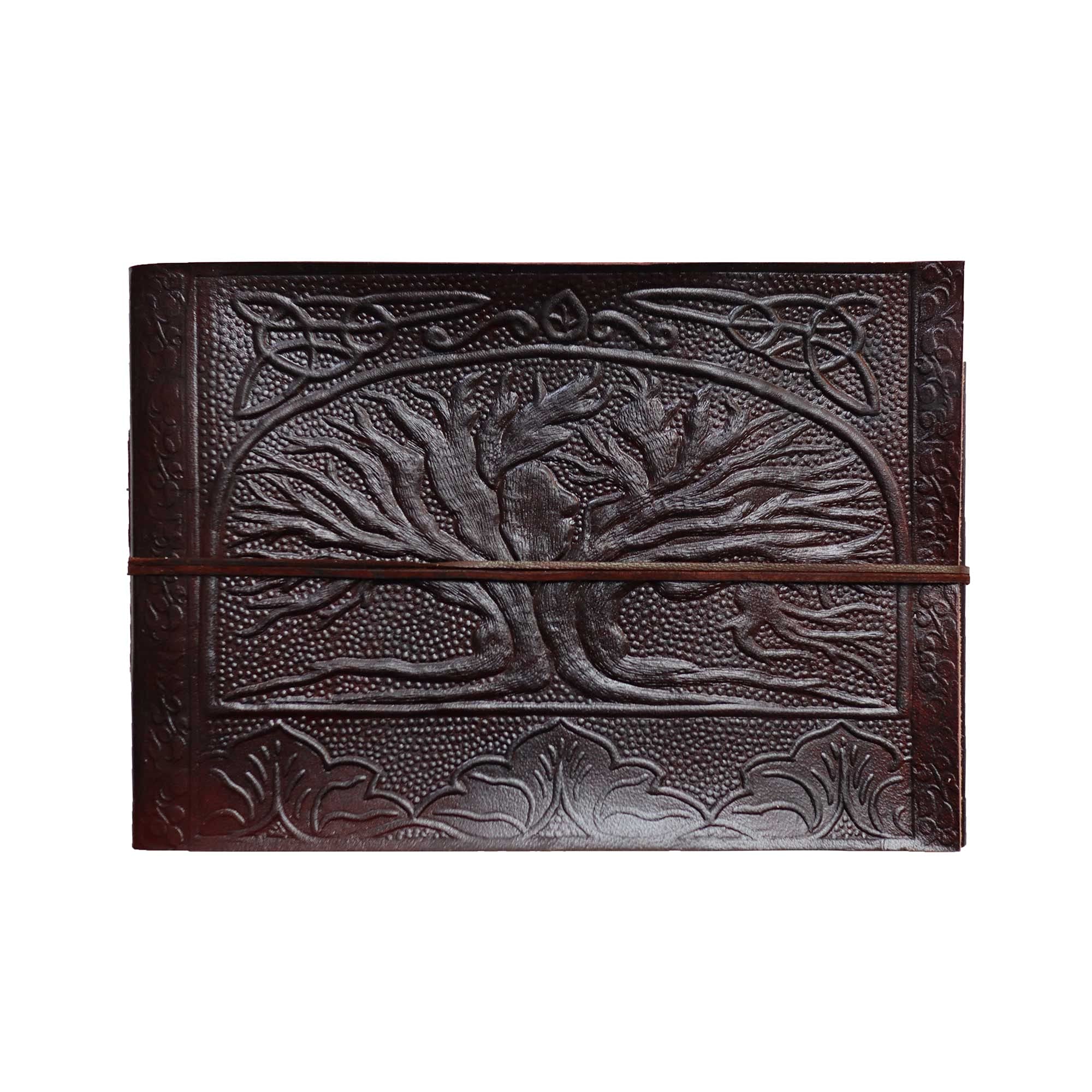Paper High Tree of Life Embossed Leather Photo Album Size M Holds 120 6x4 Photos 10x7.5 Inches Fair Trade Handmade