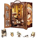 Fsolis Book Nook Kit - Booknook Bookstore (Bookshop Memory) | 3D Wooden Puzzles for Adults and Beginners, DIY Miniature House Kit Bookish Gifts for Women Book Lovers