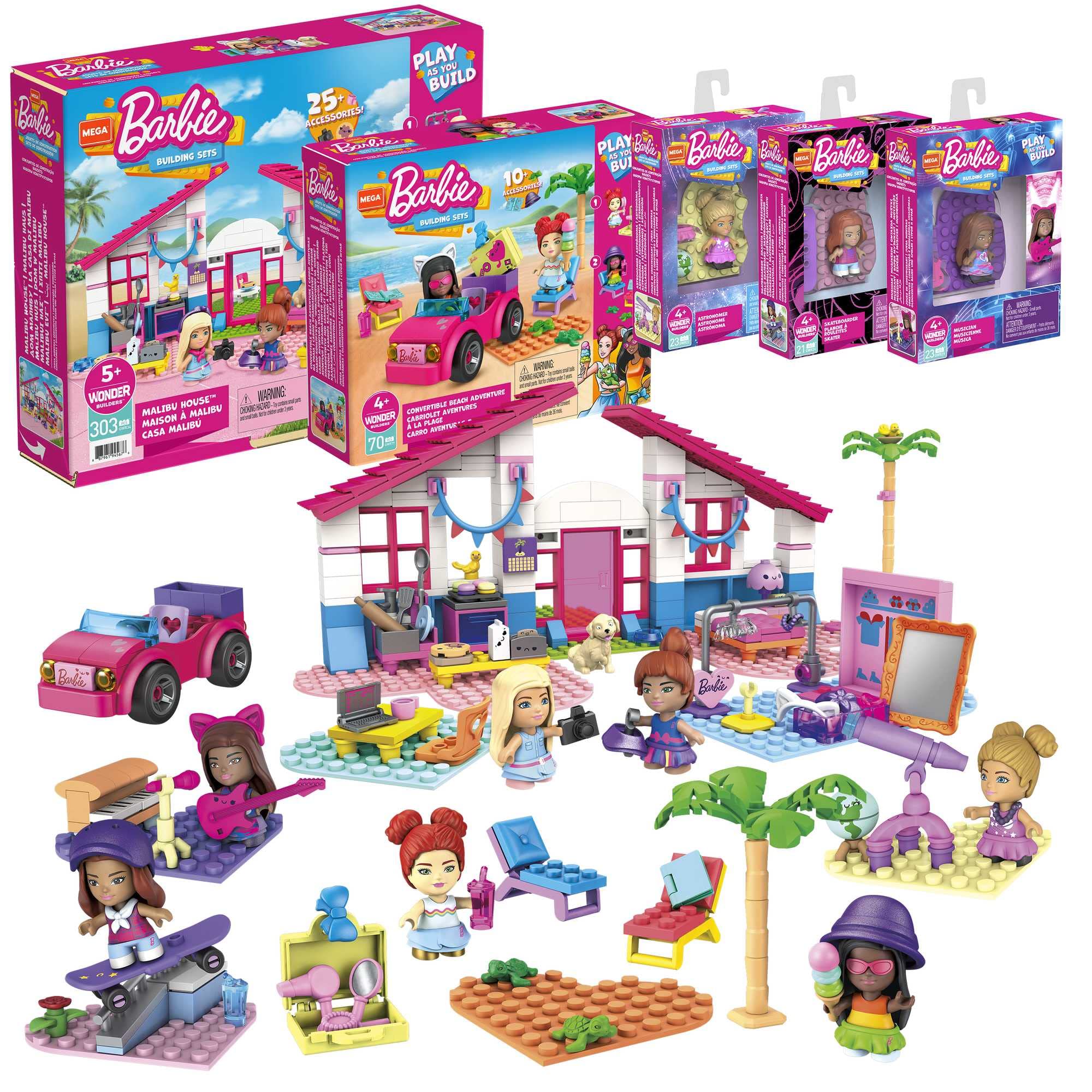 Mega Construx HBF32 - Barbie Malibu Building Toy Set Bundle, Building Set with 445 Building Blocks, from 5 Years