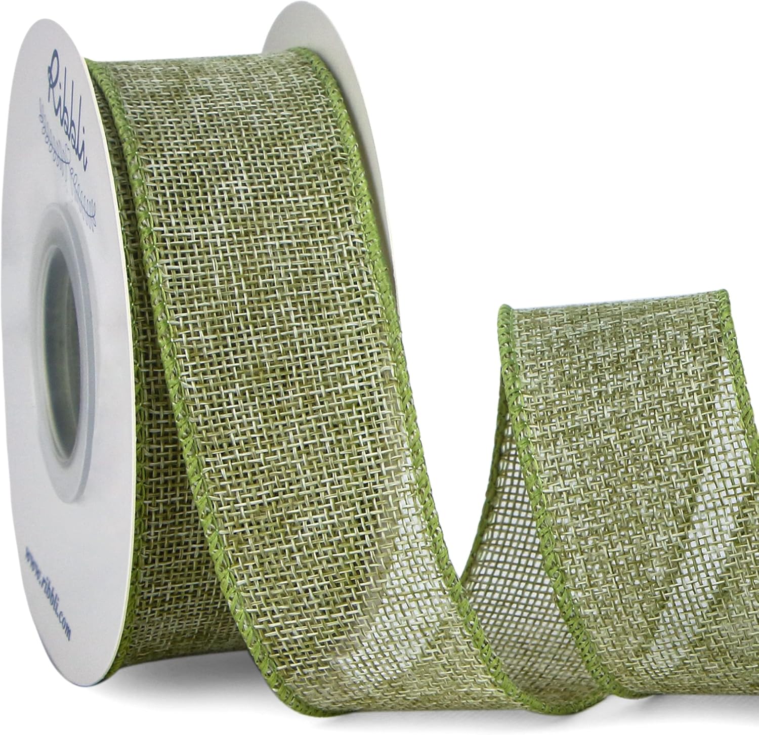 Bows & Ribbons - Ribbli Spring Moss/Sage Green Burlap Wired Ribbon,1-1/2 Inch x 10 Yard, Wired Edge Ribbon for Big Bow,Wreath,Tree Decoration,Outdoor Decoration
