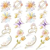 18 Pcs Rhinestone Butterfly Hair Clips Decorative Bobby Pins Crystal Flower Handmade Metal Barrettes for Women Gold Prom Hair Accessories Glitter Styling Pins for women Wedding Jewelry