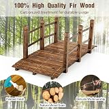 TANGZON 1.5M Wooden Garden Bridge with Safety Railings, Brown view 6
