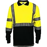 L&M® Hi Vis T Shirt Polo Shirt ANSI Class 3 Reflective Safety Lime Orange Black Short Long Sleeve HIGH Visibility