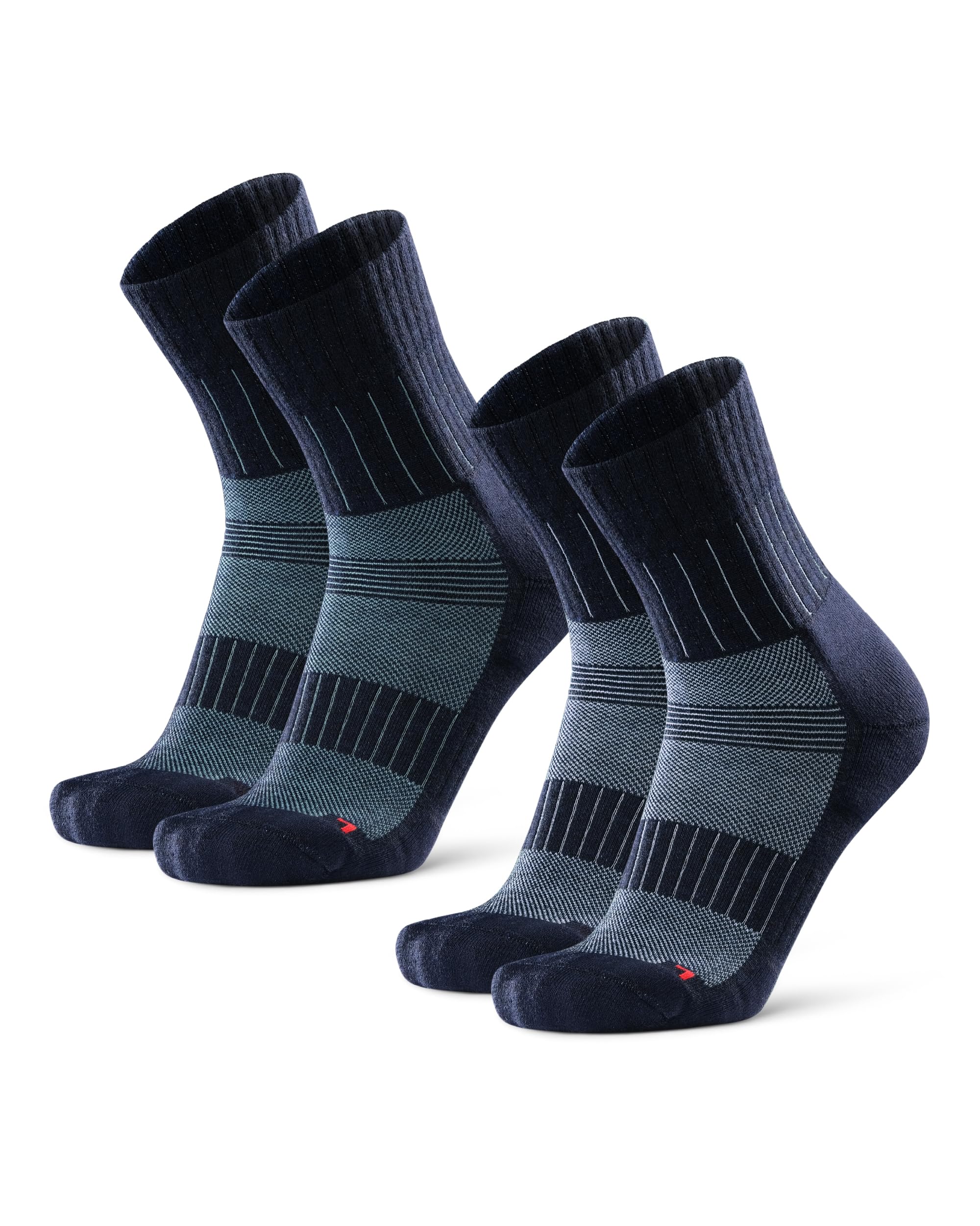 DANISH ENDURANCE Merino Wool Thermal Running Socks, Cushioned & Anti-Blister Winter Socks, Men & Women, 2 Pack, Multicolour: 1 x navy/turquoise, 1 x navy/light blue, 3-5