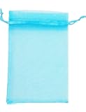 AIEDE Aqua Blue 4x6" 10x15cm Drawstring Organza Pouch Strong Wedding Favor Gift Candy Bag (Pack of 100pcs)