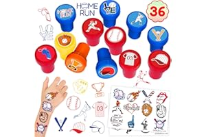 INKSOMOBA 36PCS Baseball Party Favors - 24PCS Baseball Tattoos & 12PCS Baseball Stamps - Ideal Sport Ballgame Themed Birthday Card Decorations Supplies Goodie Bag Cute Rewards for Boys Girls Classroom Gifts