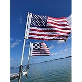 American Flagpole Set, 20 x 30 Flag, 4 foot Flagpole, Rod Holder mount 48 inches, 7/8" Diameter fiberglass sturdy pole with stainless steel carabiners includes Embroidered American Flag by BOAT TRIX