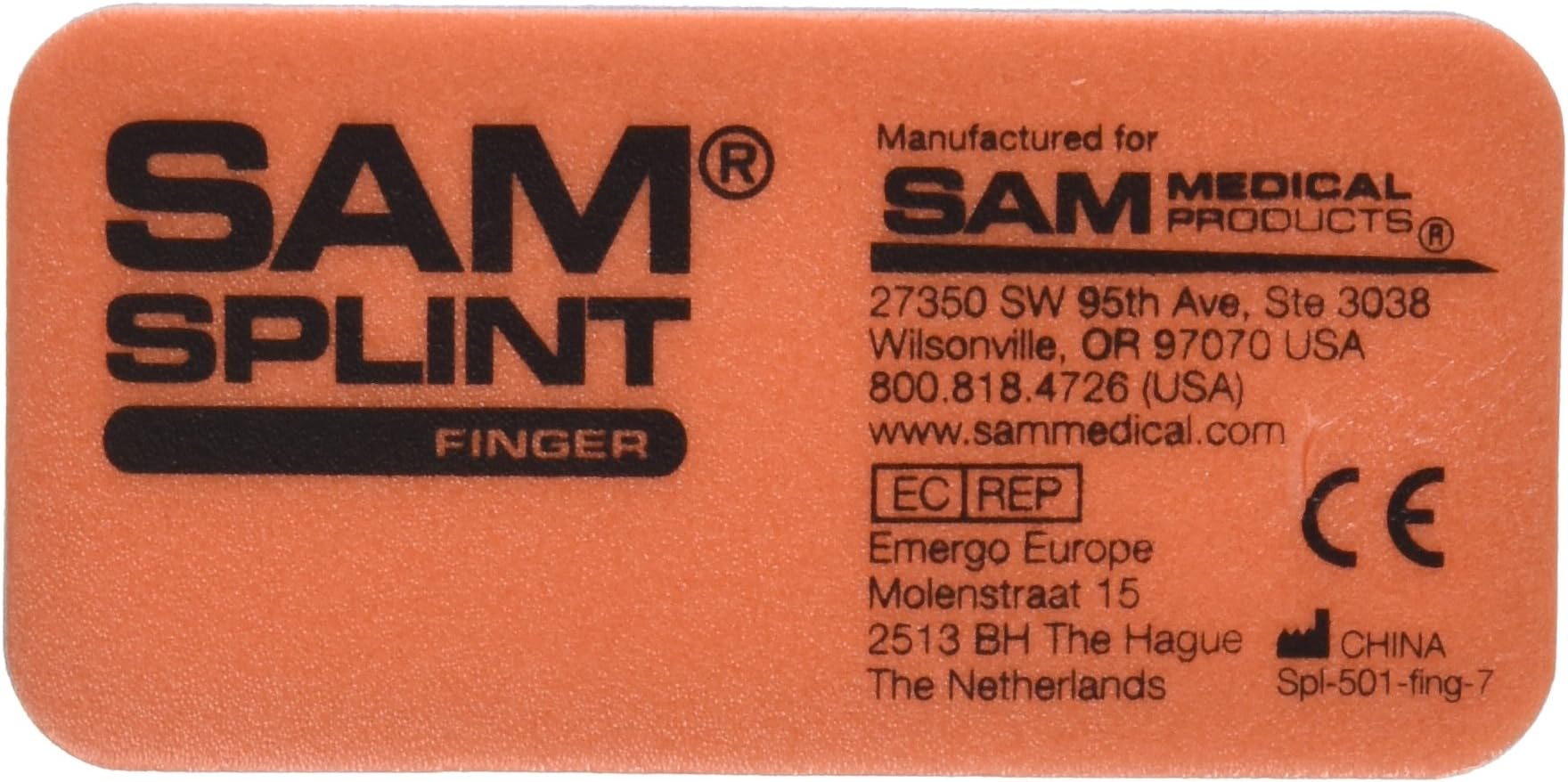 SAM MedicalFinger Splint, Orange and Blue, 3 Count
