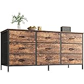 Huuger 9 Drawer Dresser, 47 Inch Dresser TV Stand for 50, 55 Inch TV, Entertainment Center with Drawers, for Bedroom, Closet, Rustic Brown
