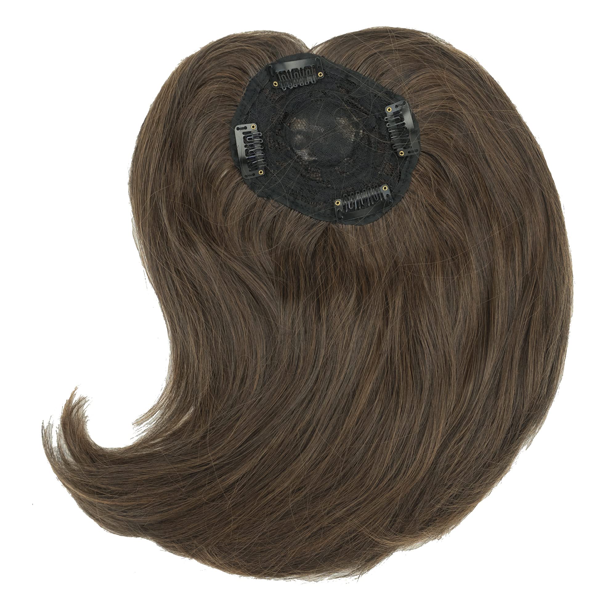 IMISSU Long Clip in Toupees Hairpiece Extension Toupee Topper Wiglet Top Thin Hair for Mild Hair Loss Volume (Mixed Brown)