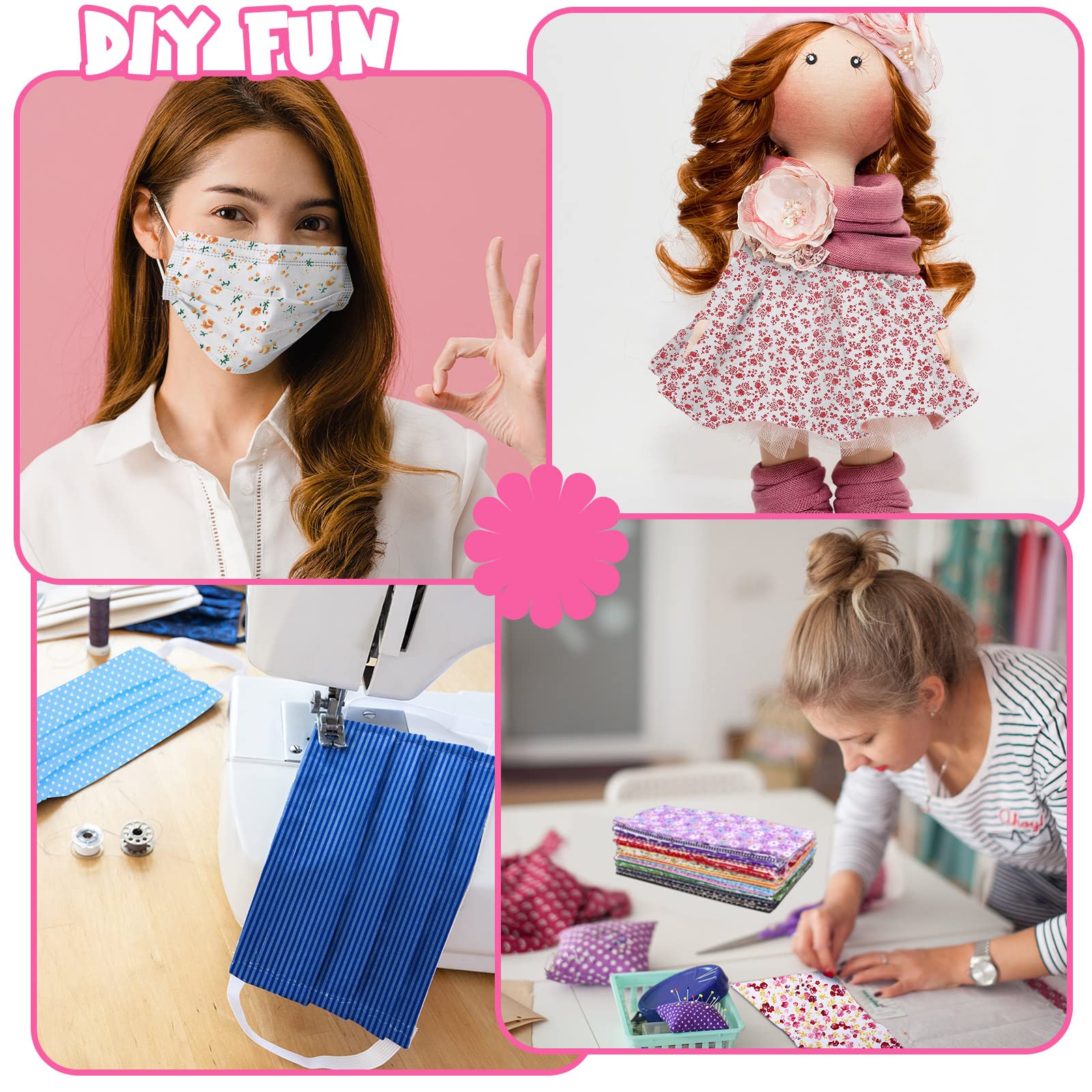 Tudomro 70 Pcs 10 x 10 Inch Cotton Fabric Squares Multicolor Quilting Fabric Bundles Precut Printed Patchwork Materials for Holiday DIY Crafts Cloths Handmade(Stylish Style)