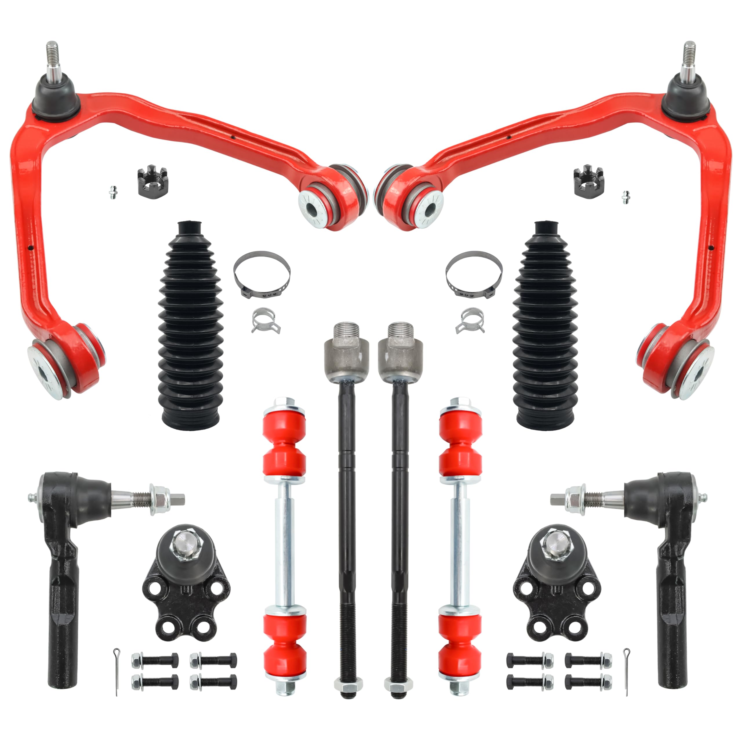 Photo 1 of 12pc RWD Front End Upper Control Arm Suspension Kit for 1999-2006 Chevy Silverado GMC Sierra 1500, Upgraded PU Bushings, Lower Ball Joints, Tie Rod Ends, Sway Bar Links & Boots