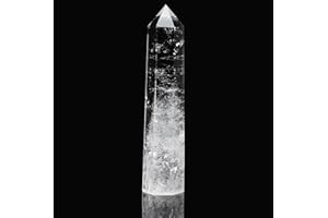WUYOUSHI Large Clear Quartz Healing Crystal Tower 5.9-6.69" Natural Crystal Wand 6 Faceted Chakra Crystal Point Reiki Meditat