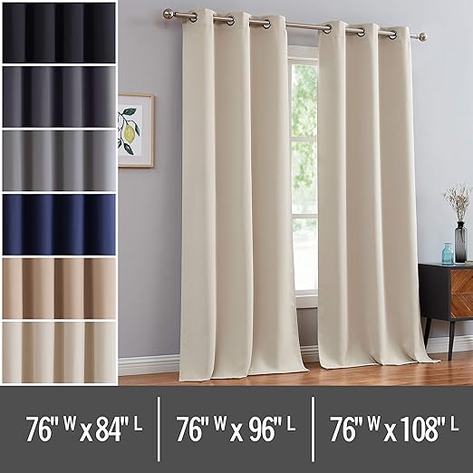 Amazon Com Red Co 38x84 Ivory Blackout Curtains With Grommets