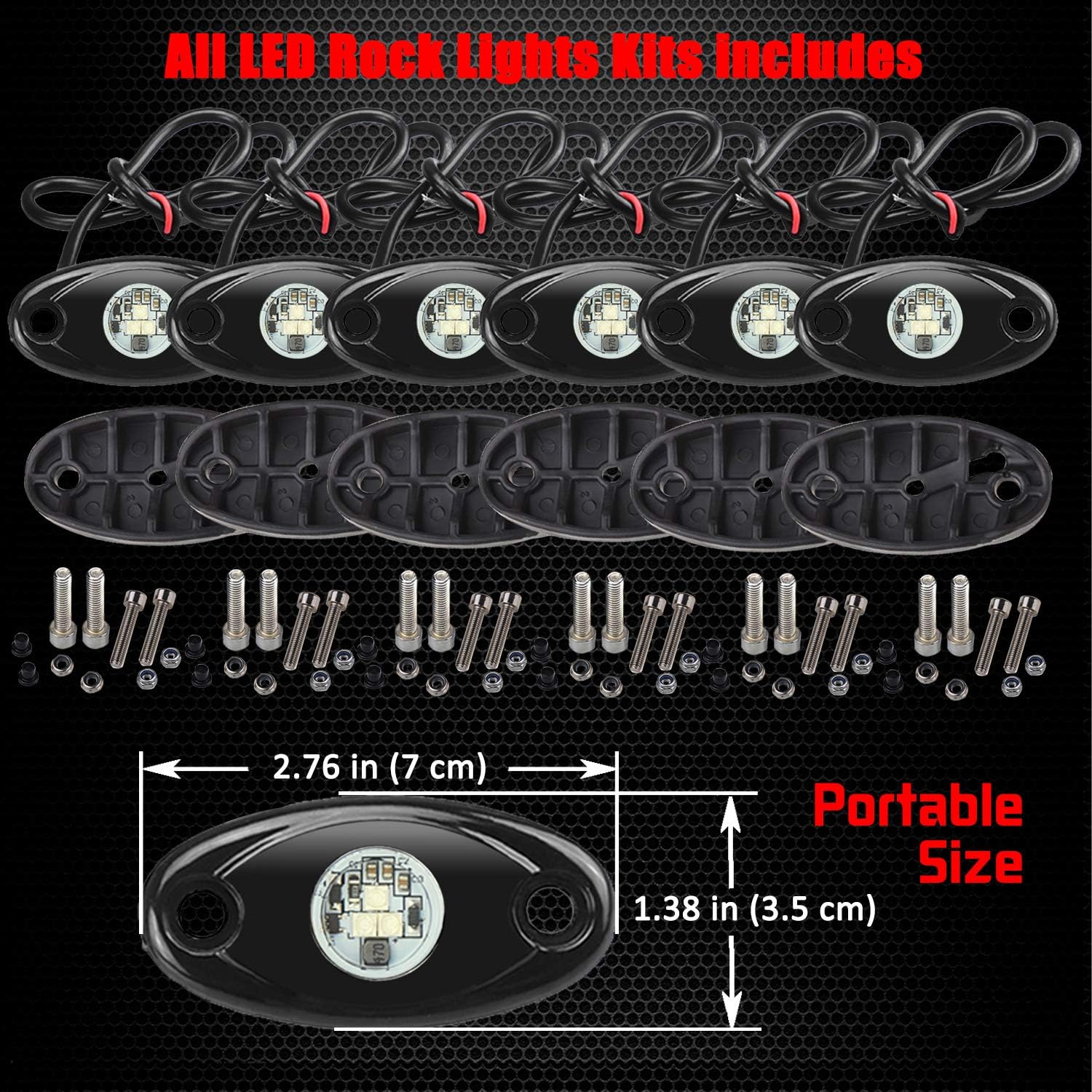 6 Pods LED Rock Lights, Ampper Waterproof LED Neon Underglow Light for Car Truck ATV UTV SUV Jeep Offroad Boat Underbody Glow Trail Rig Lamp (Blue): Automotive