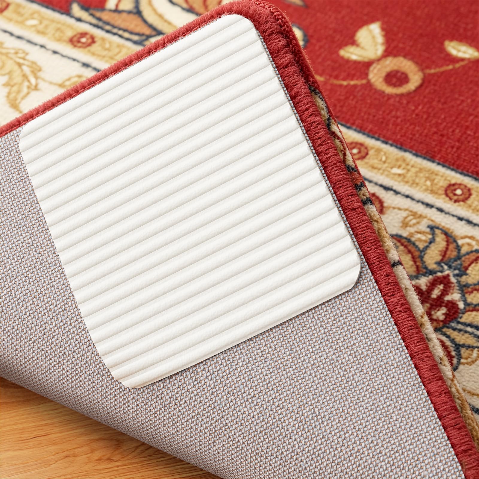 Home Techpro Rug Pads Grippers, 16 Pack Non Slip Washable Grippers for Rug, “Vacuum TECH” - New Materials to Anti Curling Rug Pad : Keep Your Rug in Place & Make Corner Flat and Easily Peel Off (16)