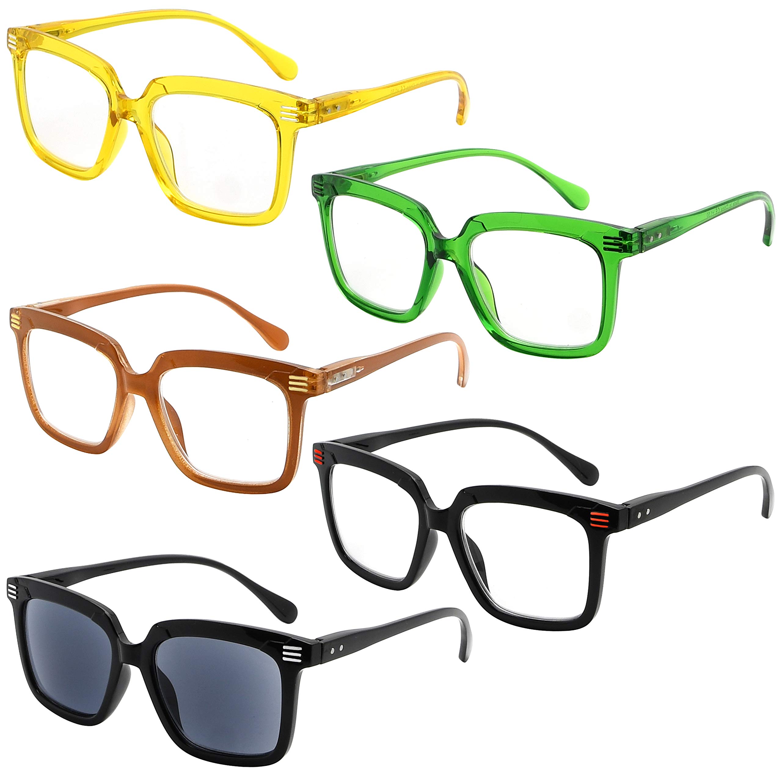 Eyekeeper 5-Pack Oversize Reading Glasses for Women Large Frame Readers +0.75